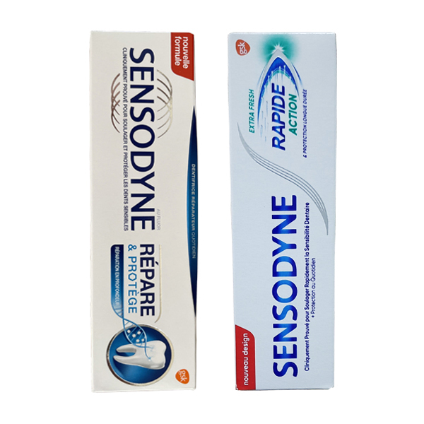 خمیر دندان سنسوداین مدل RAPID & REPAIR حجم 75 میلی لیتر بسته 2 عددی خمیر دندان طلایی