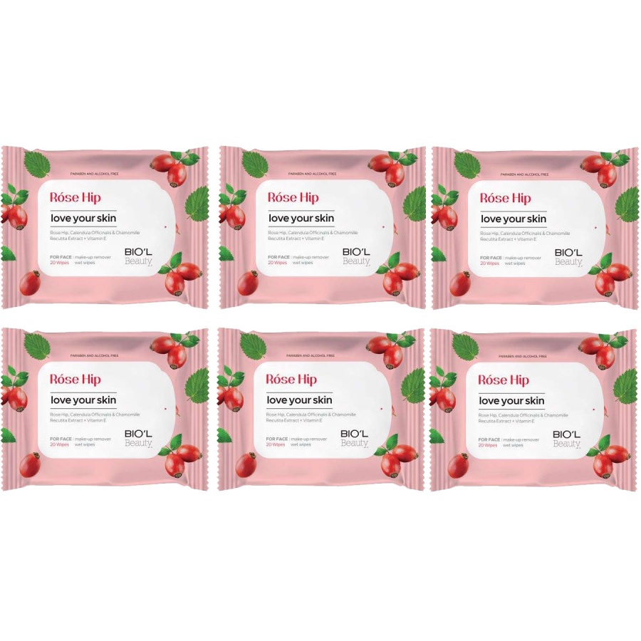 دستمال مرطوب بیول مدل Rose Hip  مجموعه 6 عددی دستمال مرطوب طلایی