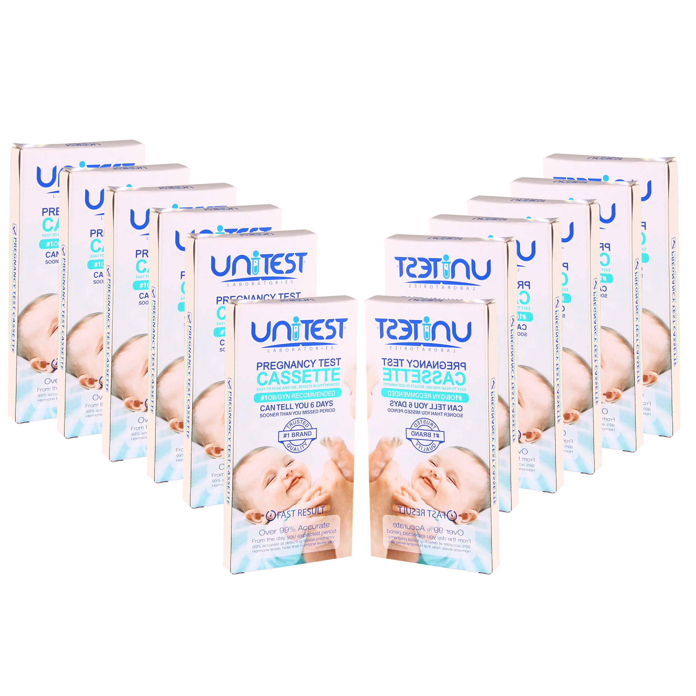 بی بی چک یونی تست مدل CASSETTE مجموعه 12 عددی تست خانگی طلایی