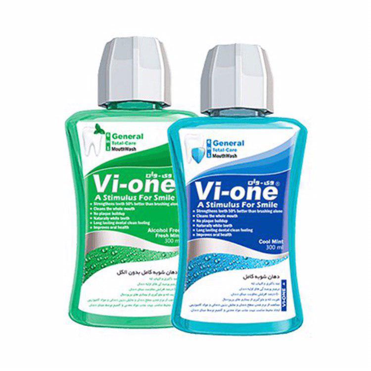 دهان شویه وی وان مدل General Cool Mint AND Fresh Mint حجم 300 میلی لیتر مجموعه 2 عددی دهان شویه طلایی