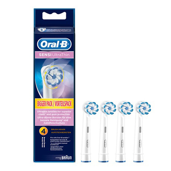 سری یدک مسواک برقی اورال-بی مدل SENSI ULTRATHIN بسته 4 عددی مسواک برقی طلایی