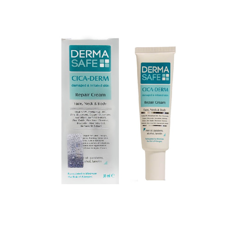 کرم ترمیم کننده درماسیف مدل Cica_Derm حجم 30 میلی لیتر کرم و ژل ترمیم کننده طلایی