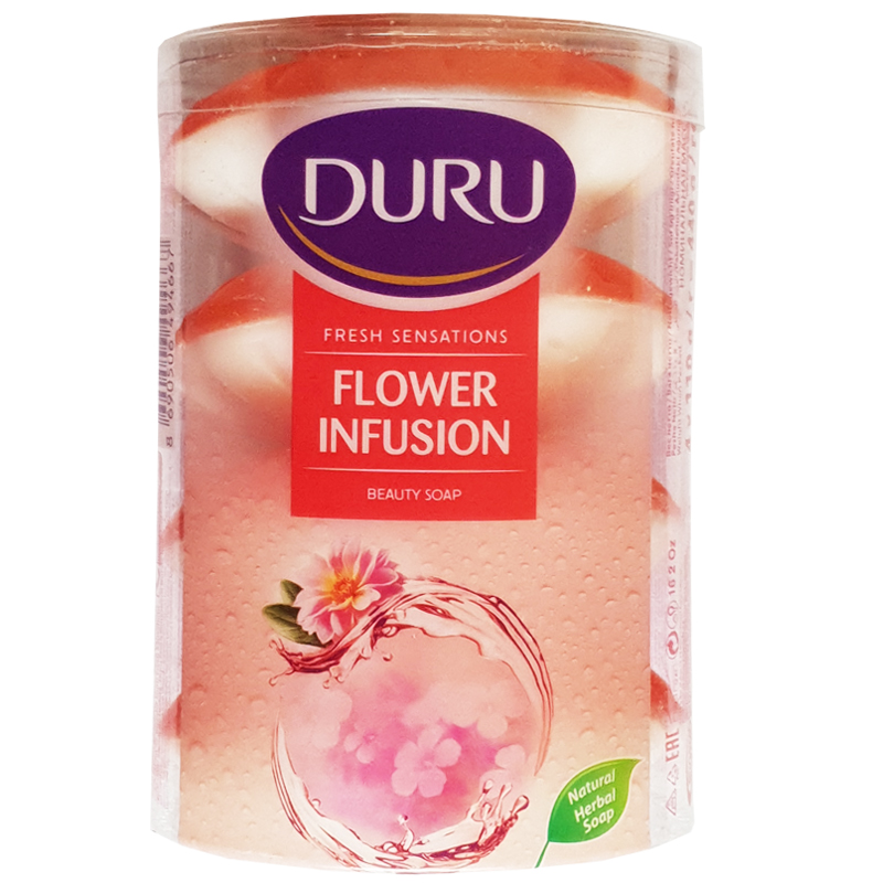 صابون شستشو دورو مدل Flower Infusion وزن 110 گرم بسته 4 عددی صابون شستشو طلایی