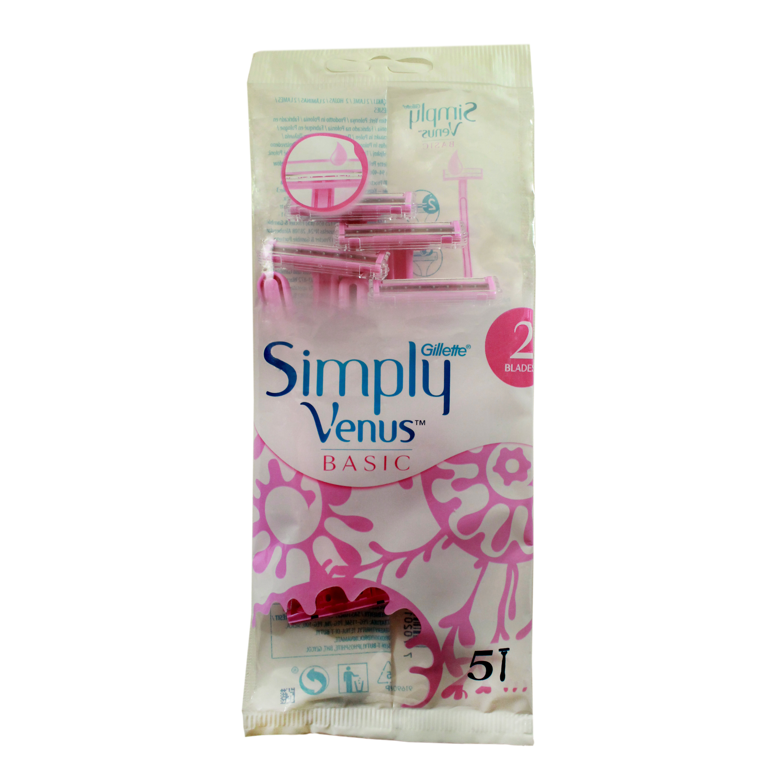 خود تراش ژیلت مدل simply venus بسته 5 عددی تیغ و یدک اصلاح طلایی