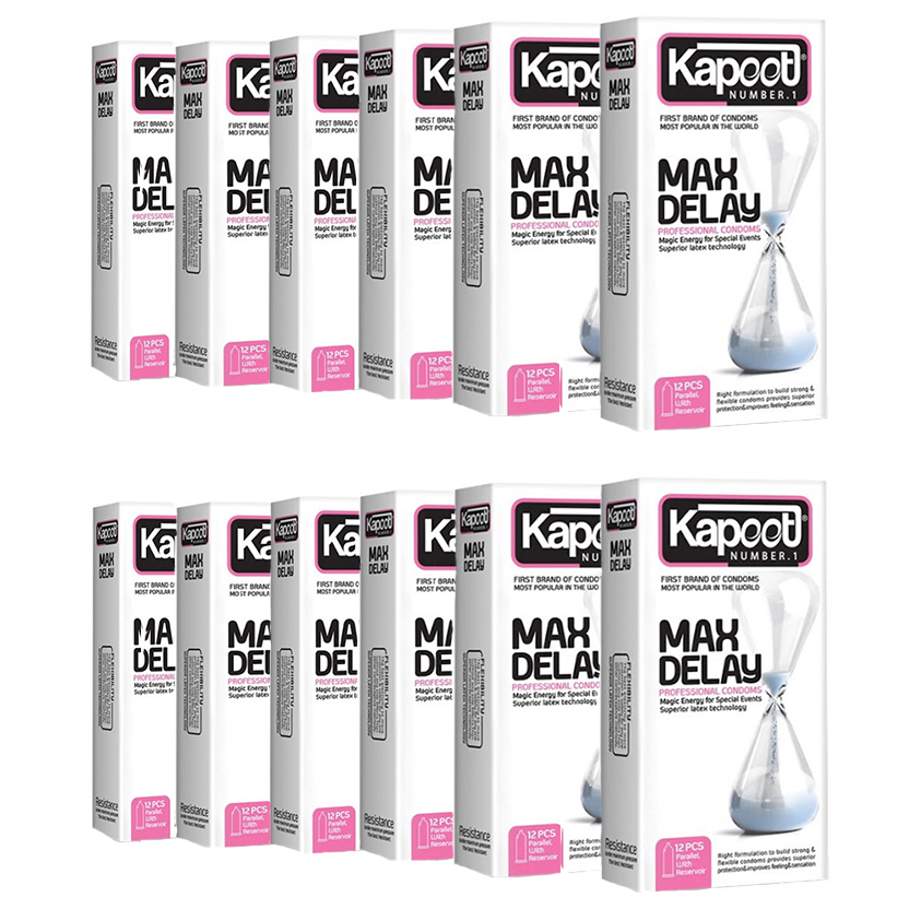 کاندوم کاپوت مدل Max Delay مجموعه 12 عددی کاندوم طلایی
