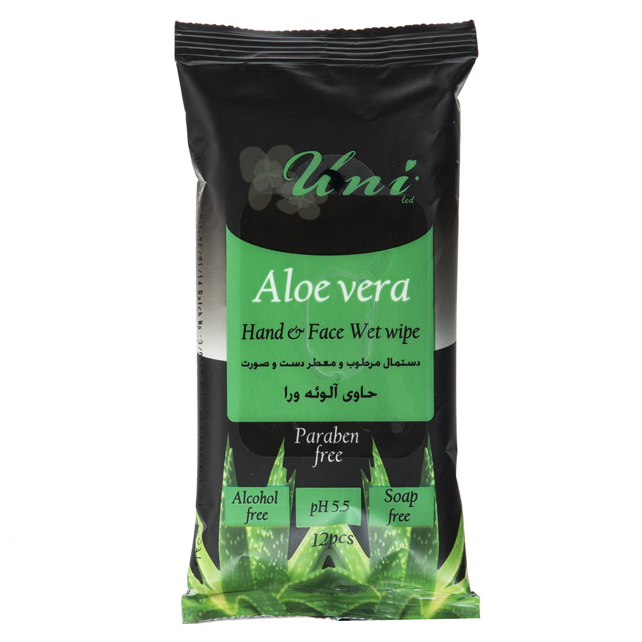 دستمال مرطوب یونی لد مدل Aloe Vera بسته 12 عددی دستمال مرطوب طلایی