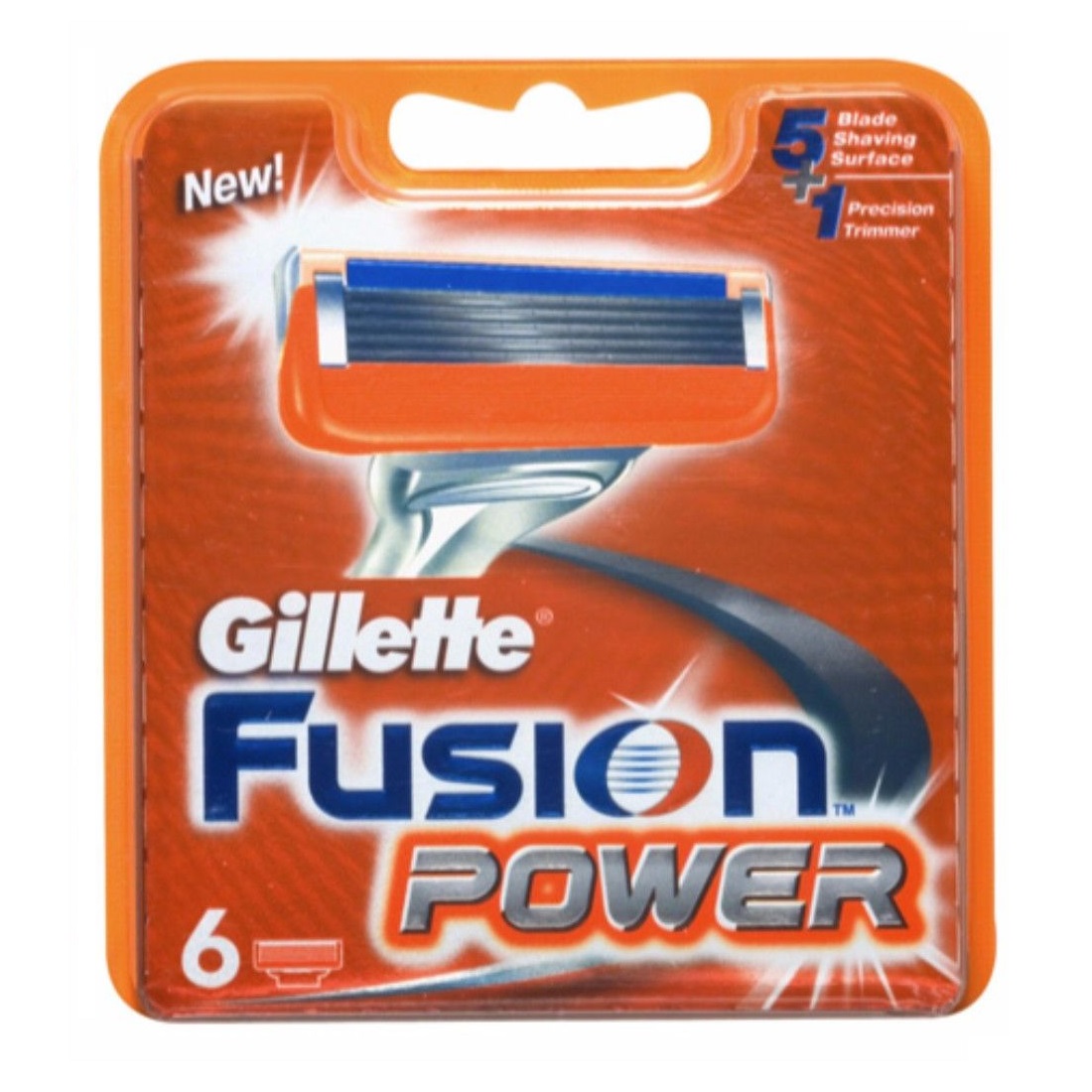 تیغ یدک ژیلت مدل Fusion Power بسته 6 عددی تیغ و یدک اصلاح طلایی