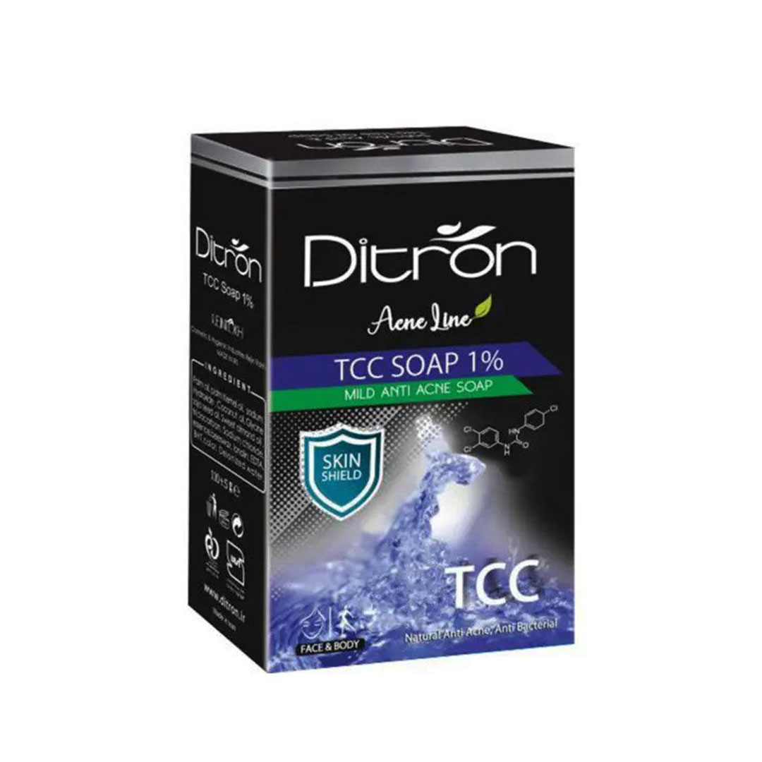 صابون آنتی آکنه و قارچ دیترون مدل TCC 1% وزن 110 گرم صابون ضد باکتری طلایی