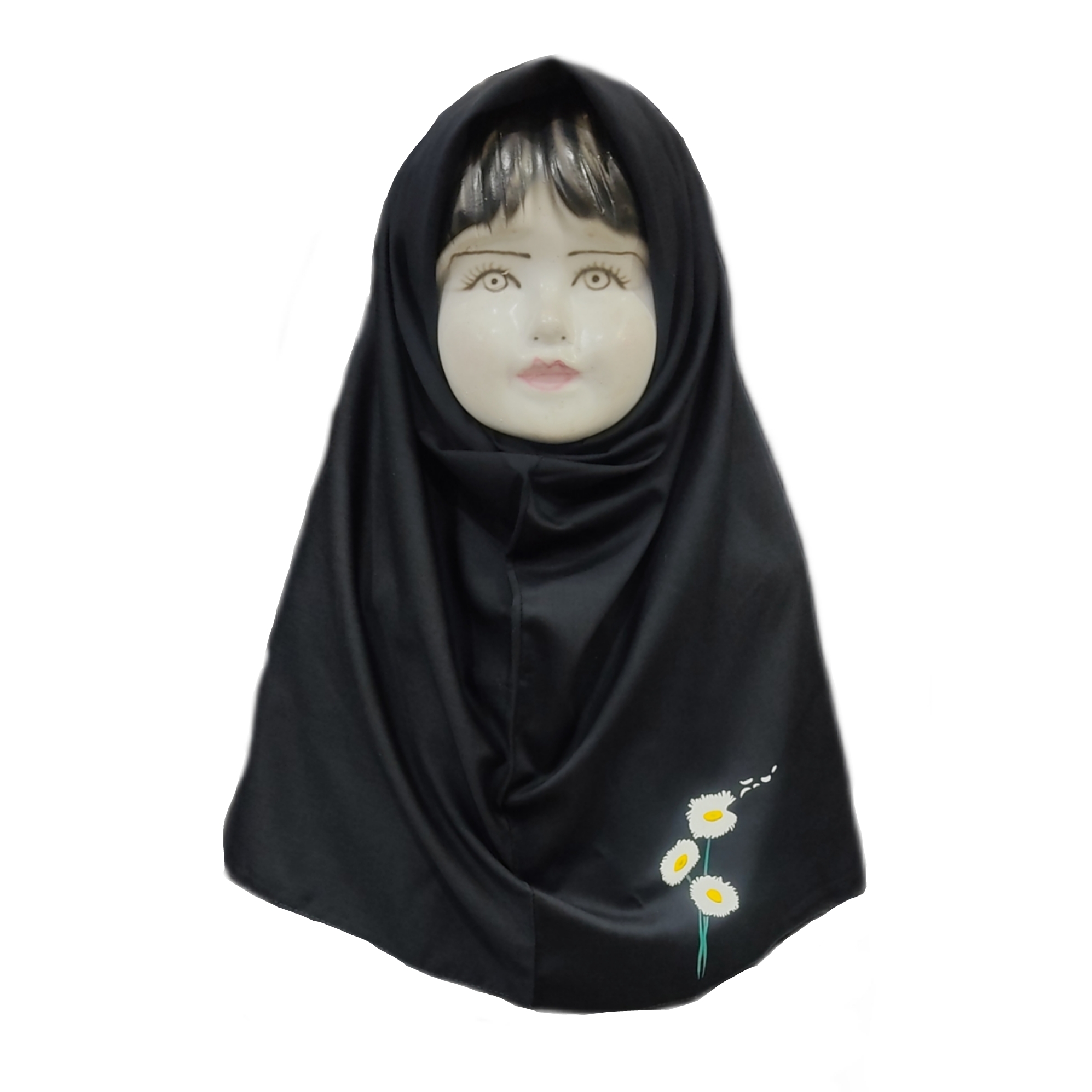 مقنعه مدل نخی طرح گل های بابونه مقنعه و پوشیه طلایی
