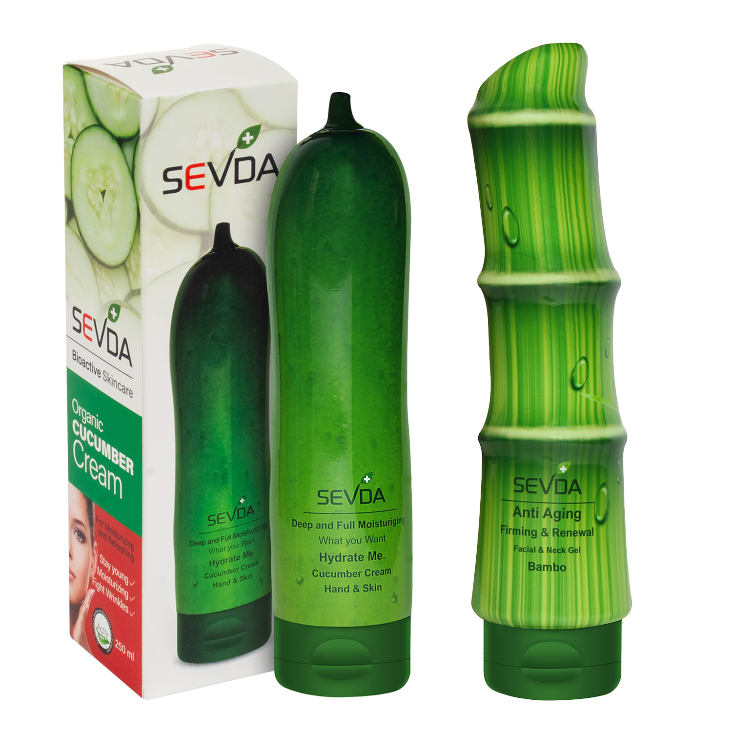 کرم مرطوب کننده سودا مدل خیار حجم 250 میلی لیتر به همراه ژل آبرسان سودا مدل لیفتینگ بامبو حجم 250 میلی لیتر کرم مرطوب کننده و نرم کننده طلایی