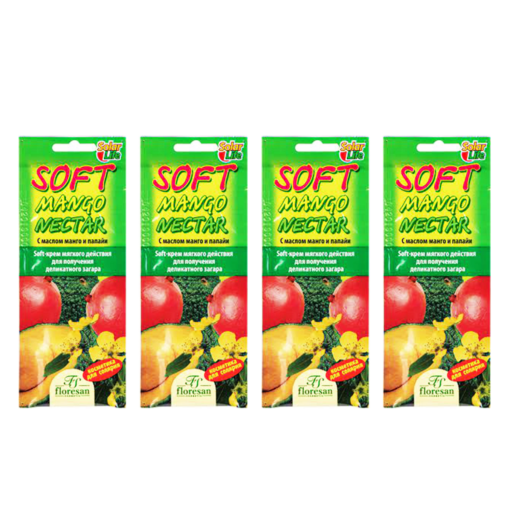 لوسیون برنز کننده فلورسان مدل SOFT MANGO NECTAR حجم 15 میلی لیتر بسته 4 عددی کرم برنز کننده طلایی