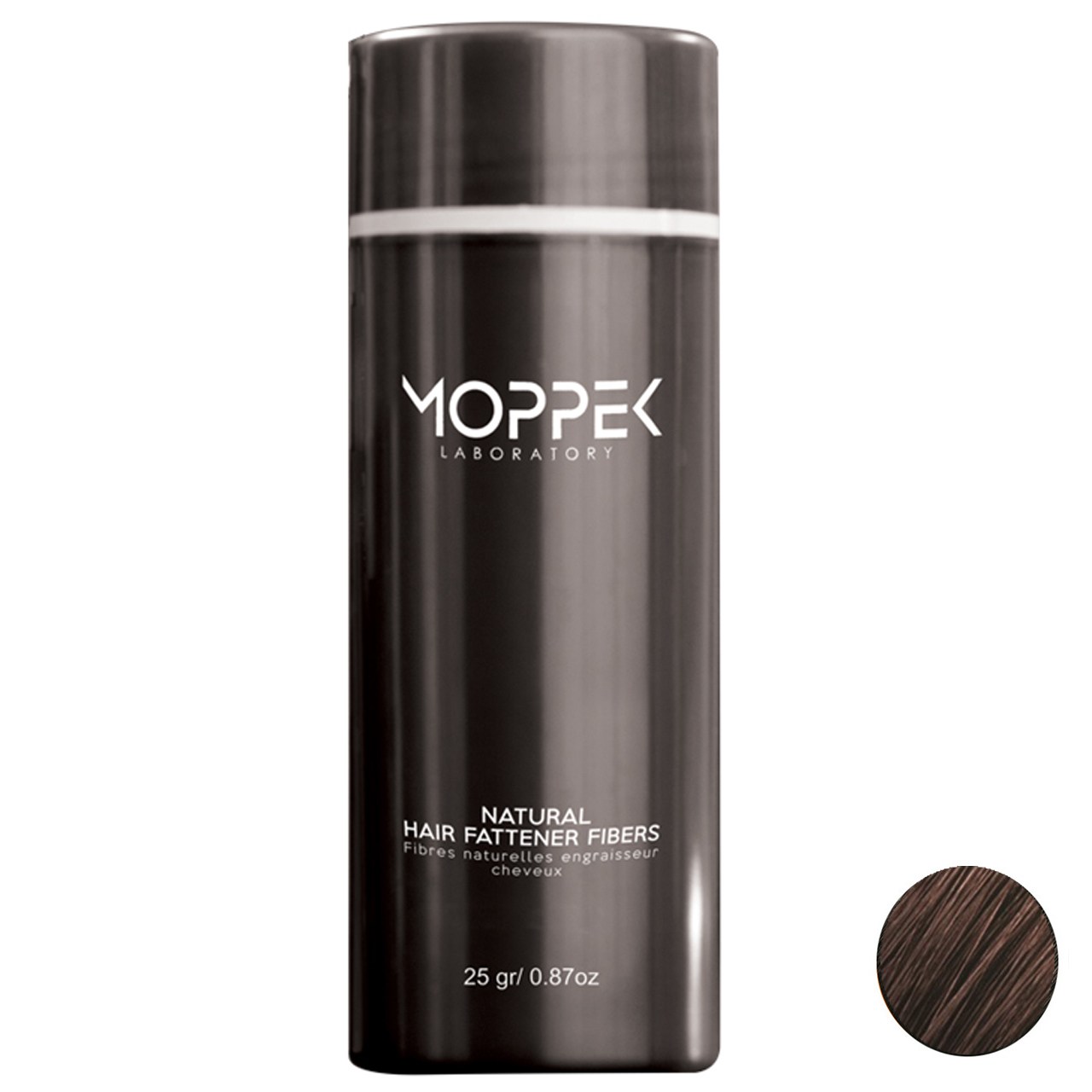 پودر پرپشت کننده مو موپک مدل Dark Brown وزن 25 گرم رنگ قهوه ای تیره پرپشت کننده مو طلایی