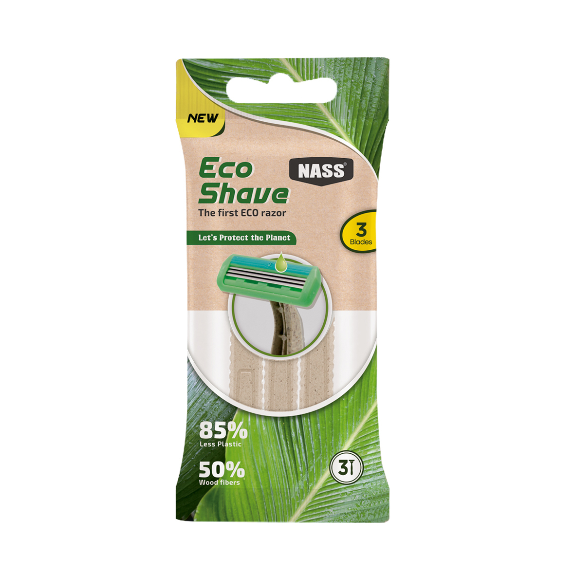 خودتراش ناس مدل اکوشیو 3 بسته 3 عددی تیغ و یدک اصلاح طلایی