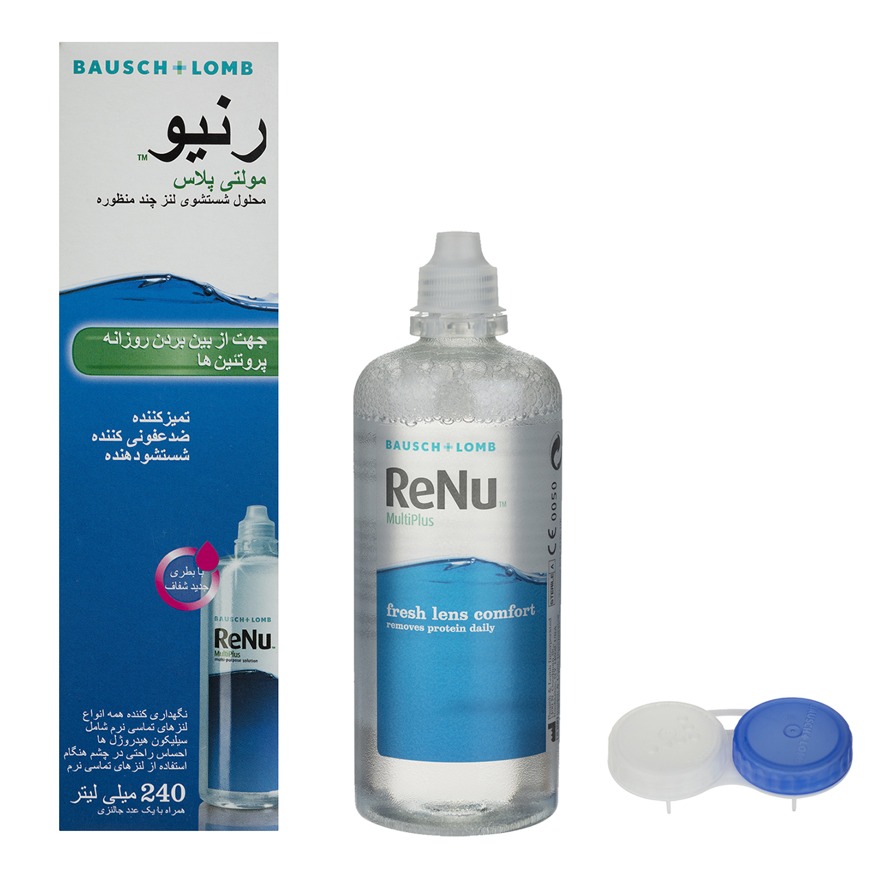 محلول شستشوی لنز رنیو مدل Multi Plus حجم 240 میلی لیتر مکمل تجهیزات پزشکی طلایی