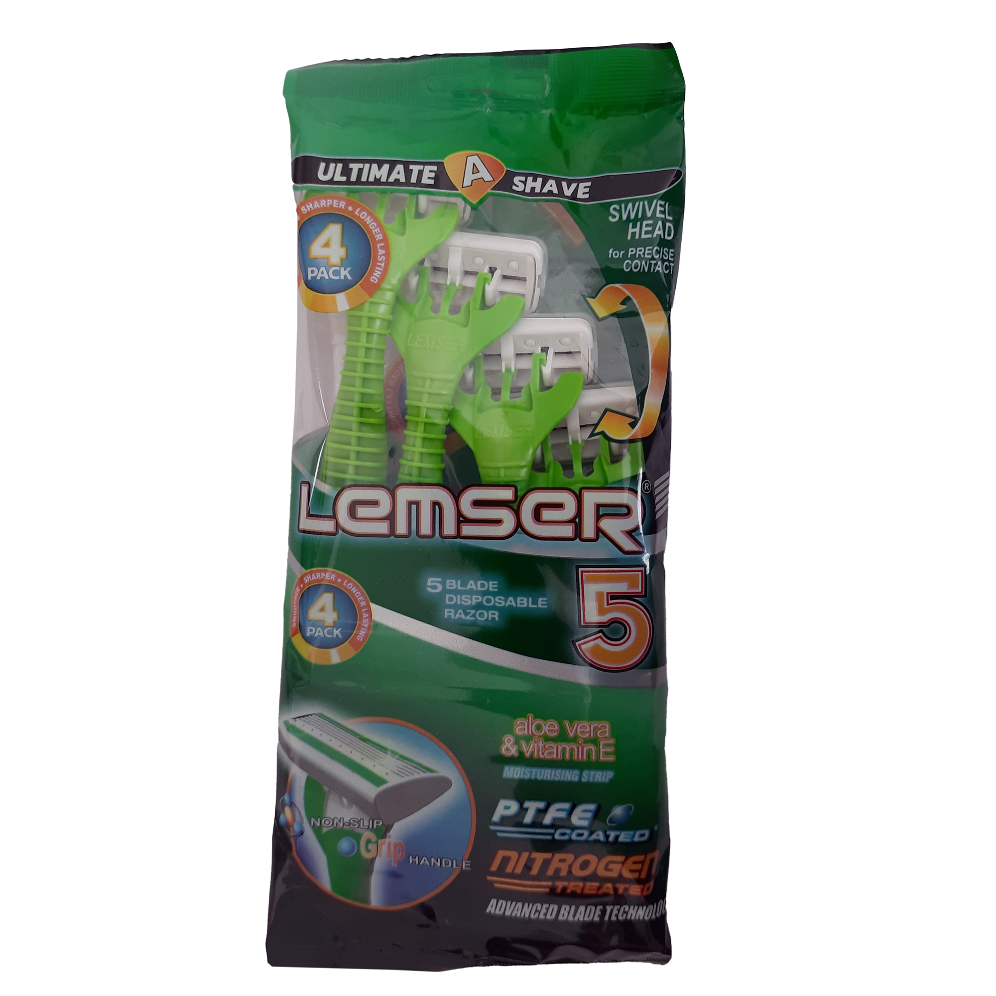 خود تراش لمسر مدل پنج لبه بسته 4 عددی تیغ و یدک اصلاح طلایی