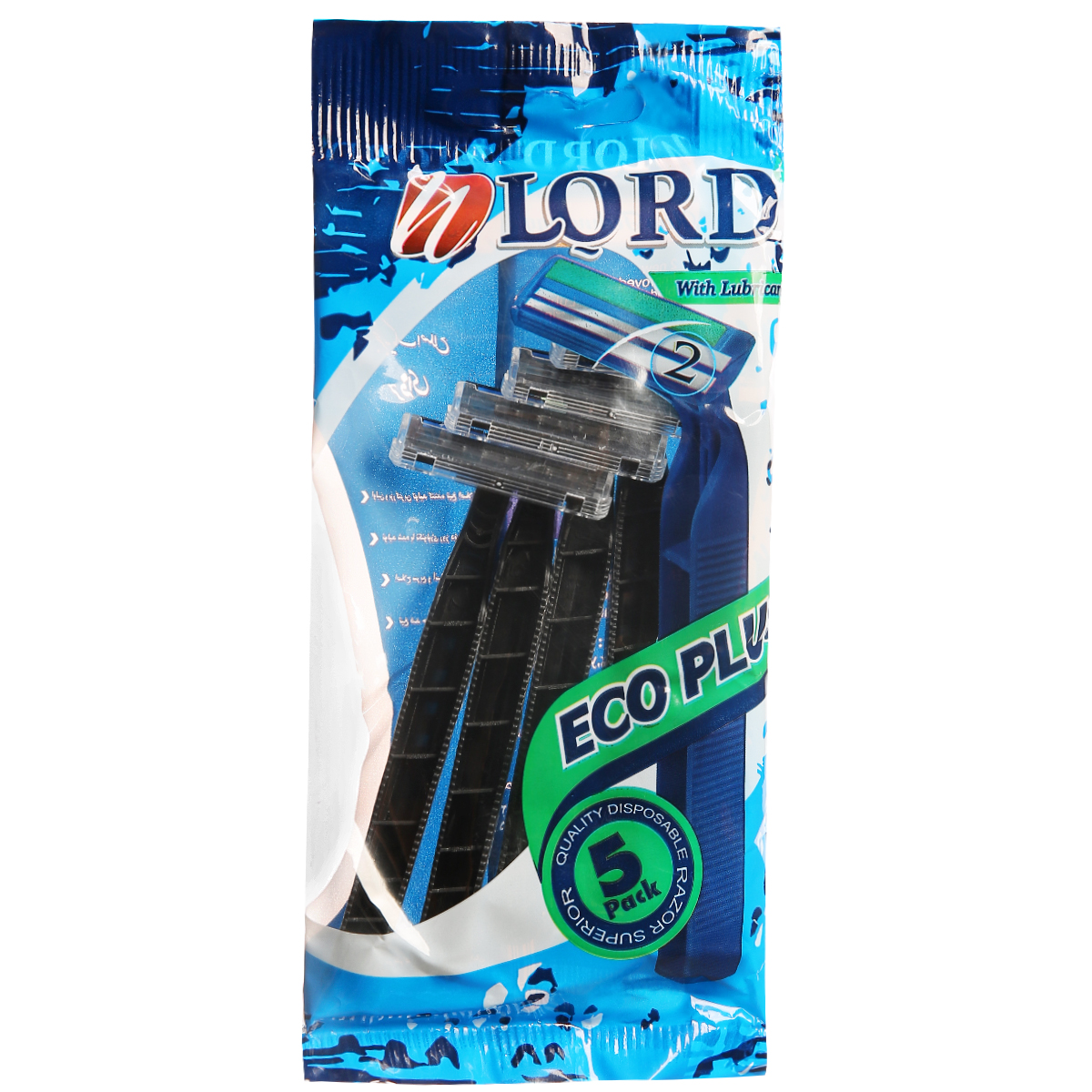 خود تراش لرد مدل 2 لبه صابون دار بسته 5 عددی تیغ و یدک اصلاح طلایی