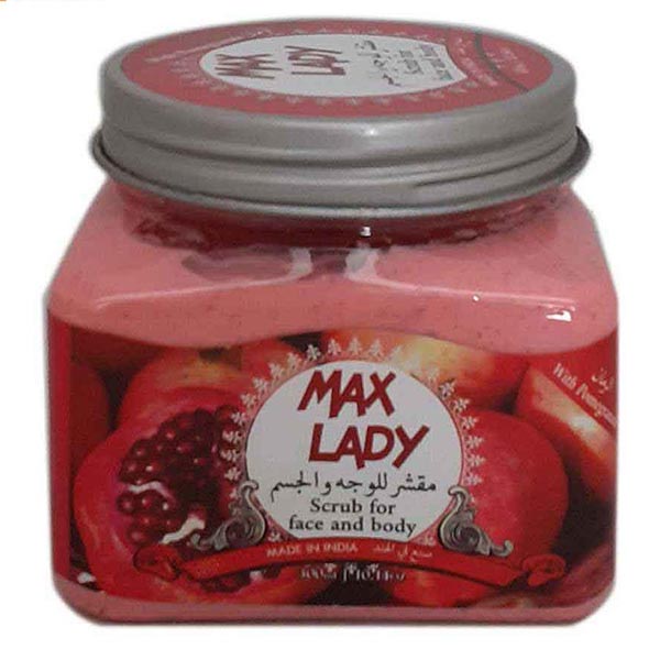 اسکراب لایه بردار پوست مکس لیدی مدل Pomegranate حجم 300 میلی لیتر کرم لایه بردار پوست طلایی