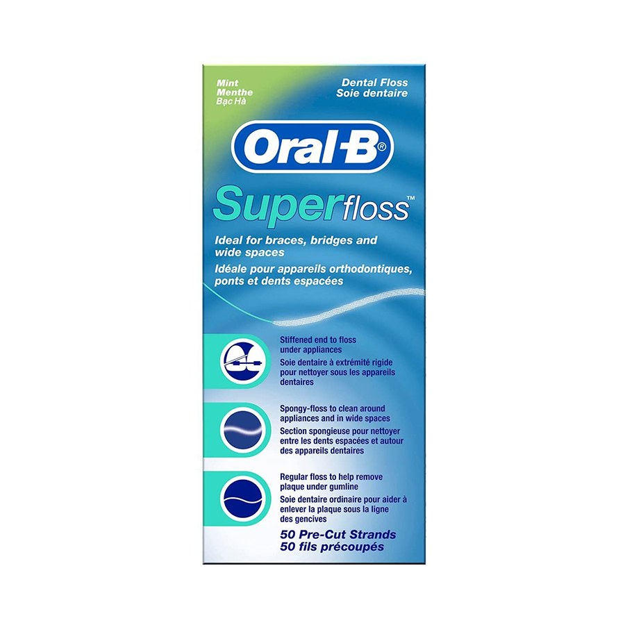 نخ دندان اورال-بی مدل مدل Super floss Mint نخ دندان طلایی