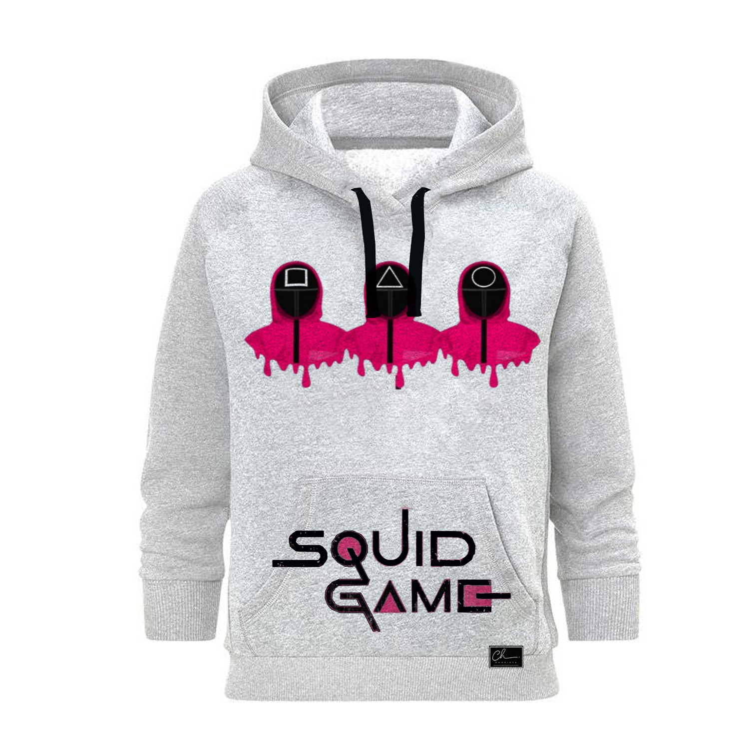 هودی زنانه مدل squid game کد B59 رنگ طوسی هودی زنانه طلایی