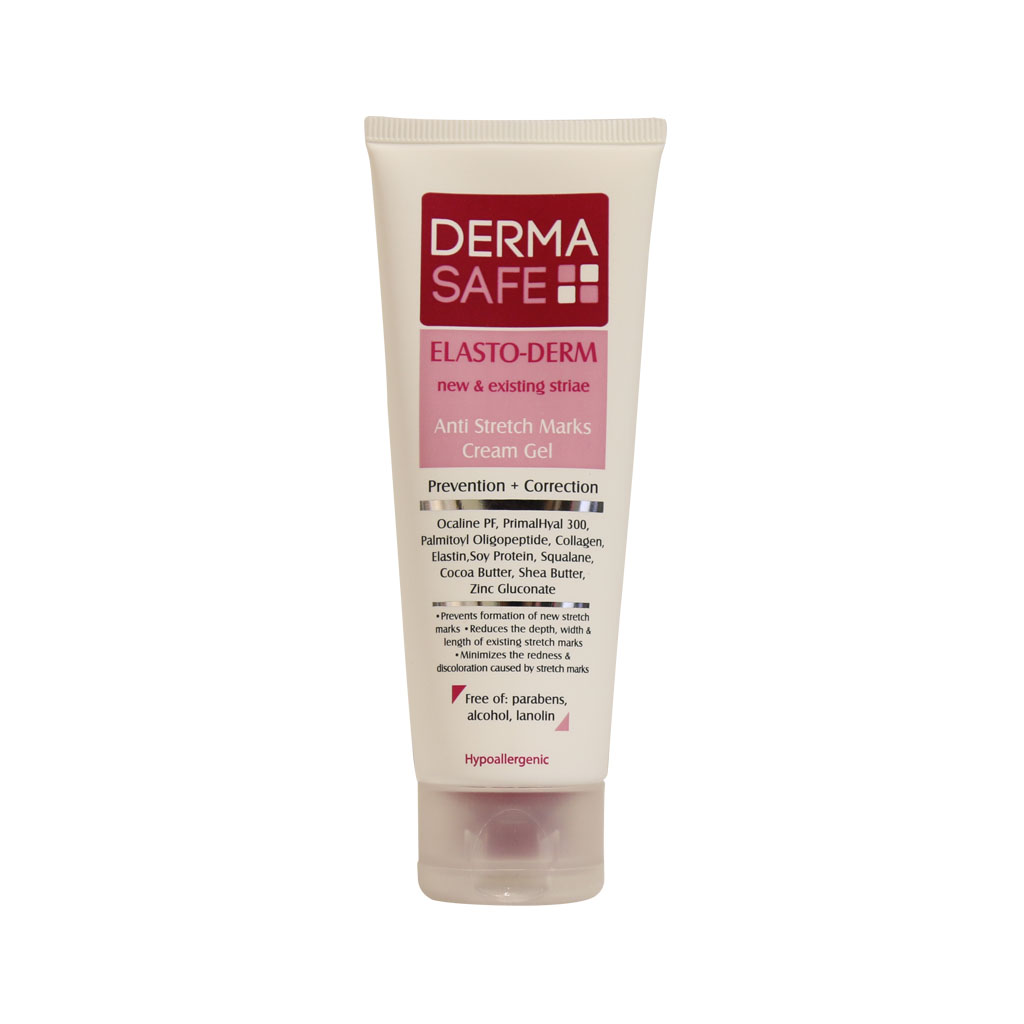 کرم ژل رفع ترک بدن درماسیف مدل Elasto Derm حجم 75 میلی لیتر کرم و روغن رفع ترک بدن طلایی