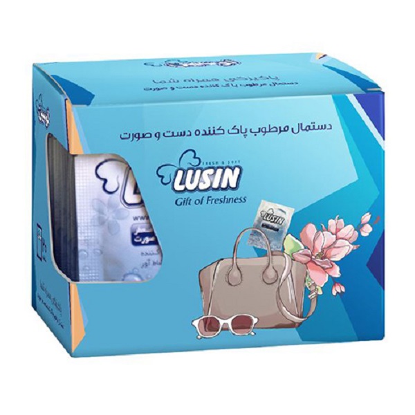 دستمال مرطوب لوسین کد 01 بسته 10 عددی دستمال مرطوب طلایی