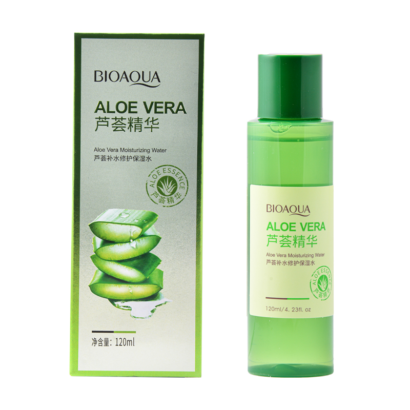 تونر پاک کننده صورت بایو آکوا مدل Aloe Vera حجم 120 میلی لیتر تونر طلایی