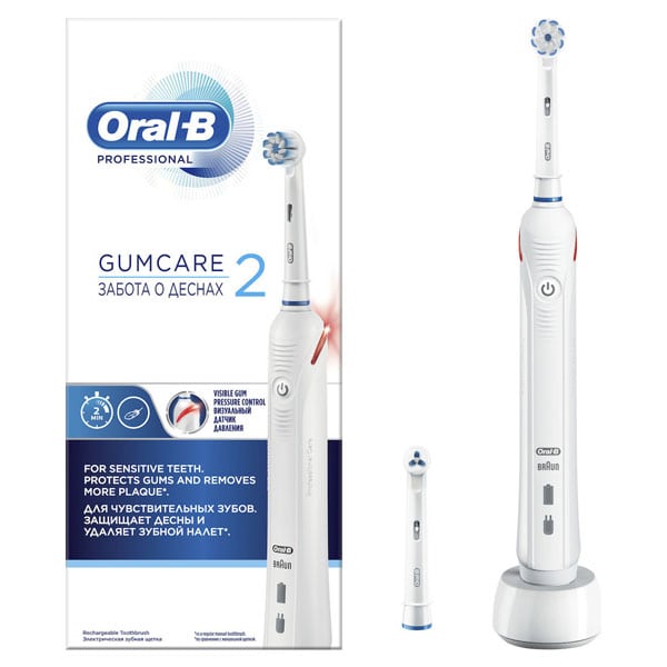 مسواک برقی اورال-بی مدل GUMCARE 2 Professional به همراه خمیردندان مدل Pro Onarim حجم 50 میلی لیتر مسواک برقی طلایی