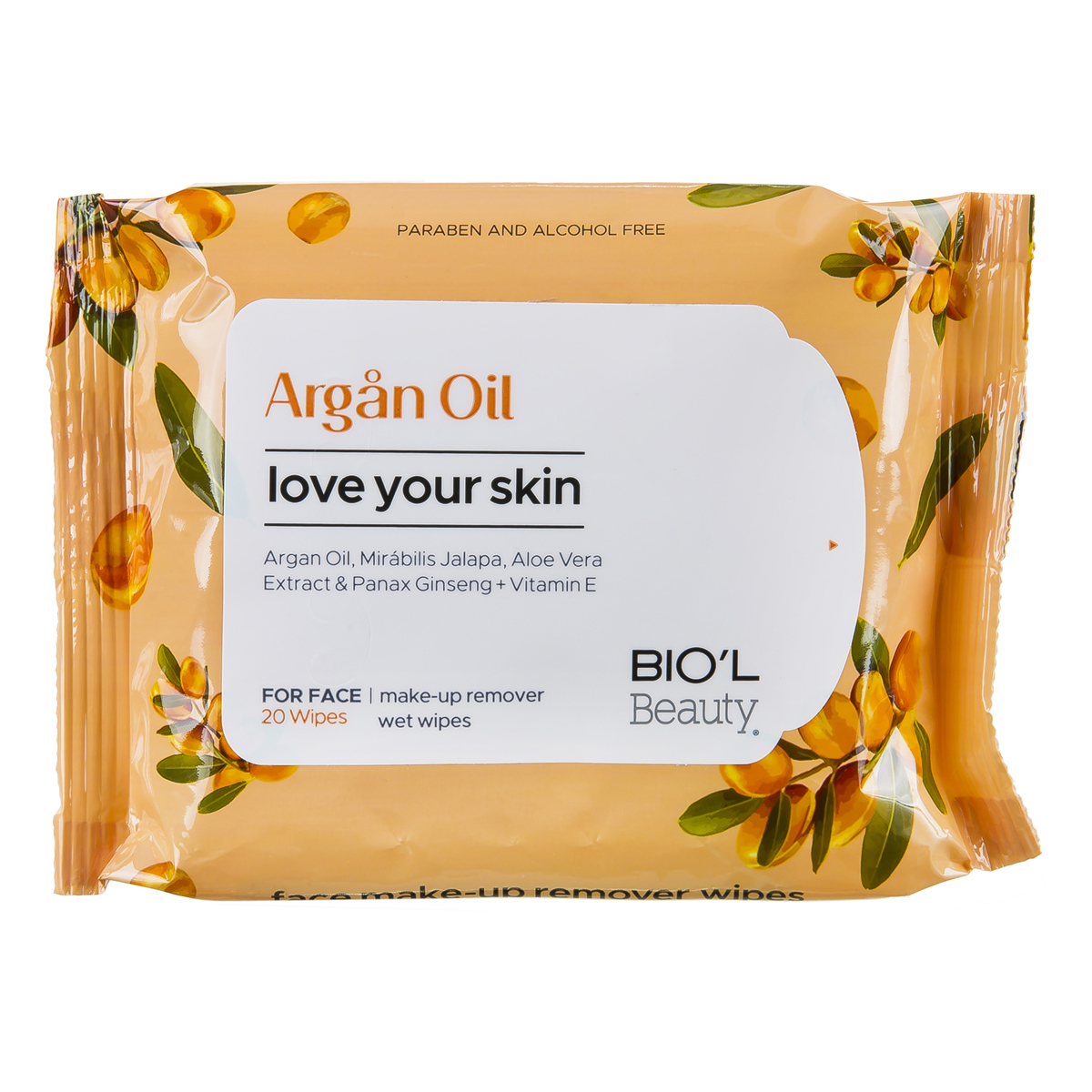 دستمال مرطوب بیول مدل Argan Oil بسته 20 عددی دستمال مرطوب طلایی