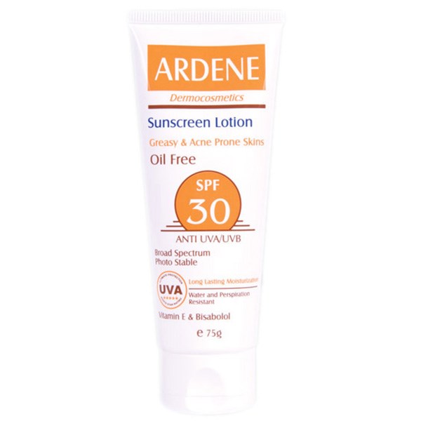 لوسیون ضدآفتاب آردن SPF30 فاقد چربی وزن 75 گرم لوسیون و روغن بدن طلایی
