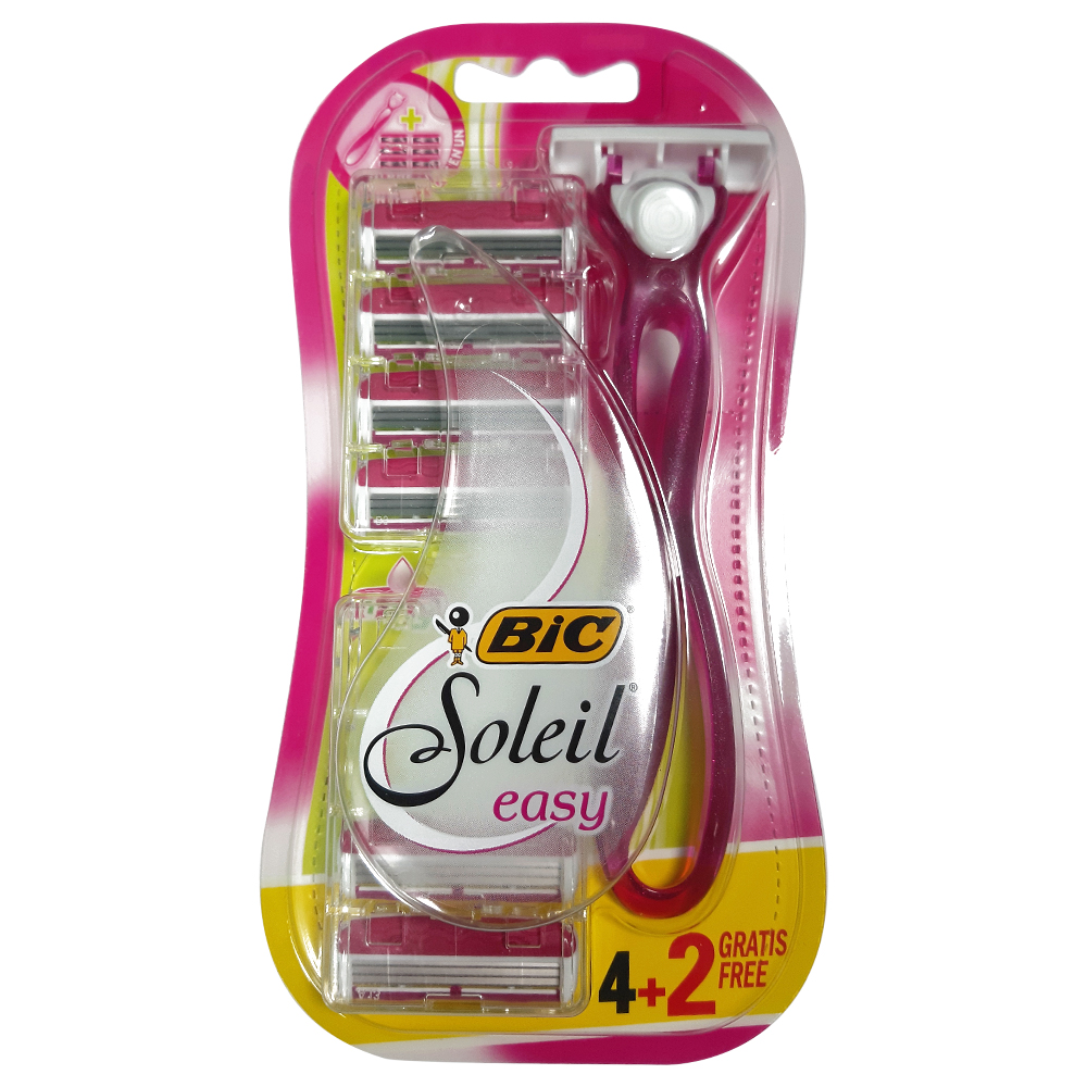 خود تراش بیک مدل Soleil easy به همراه تیغ یدک بسته 6 عددی تیغ و یدک اصلاح طلایی