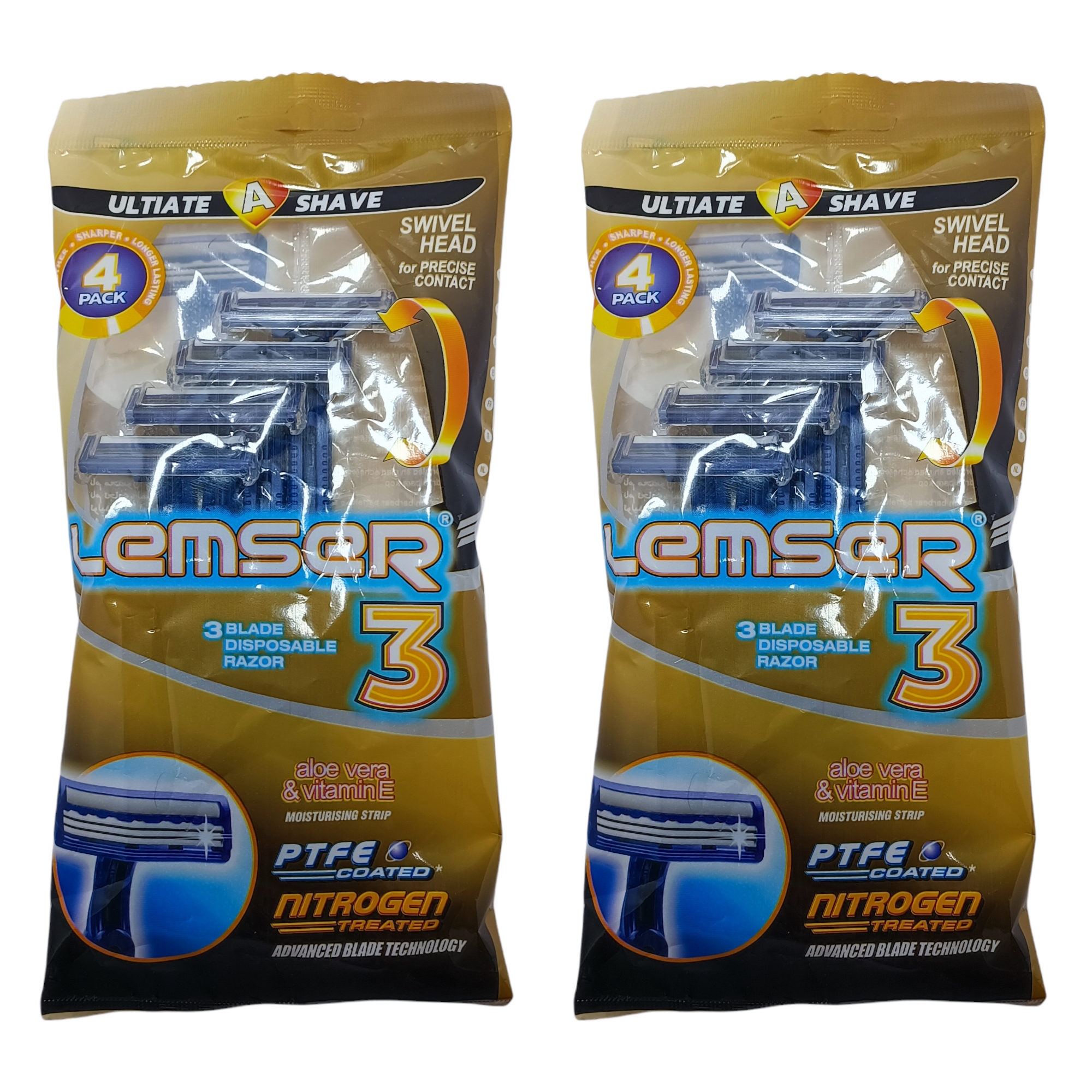 خودتراش لمسر مدل ShivelHead مجموعه 2 عددی تیغ و یدک اصلاح طلایی