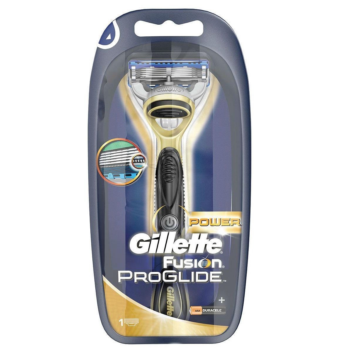 خود تراش ژیلت مدل Fusion Proglide Power Golden Edition تیغ و یدک اصلاح طلایی