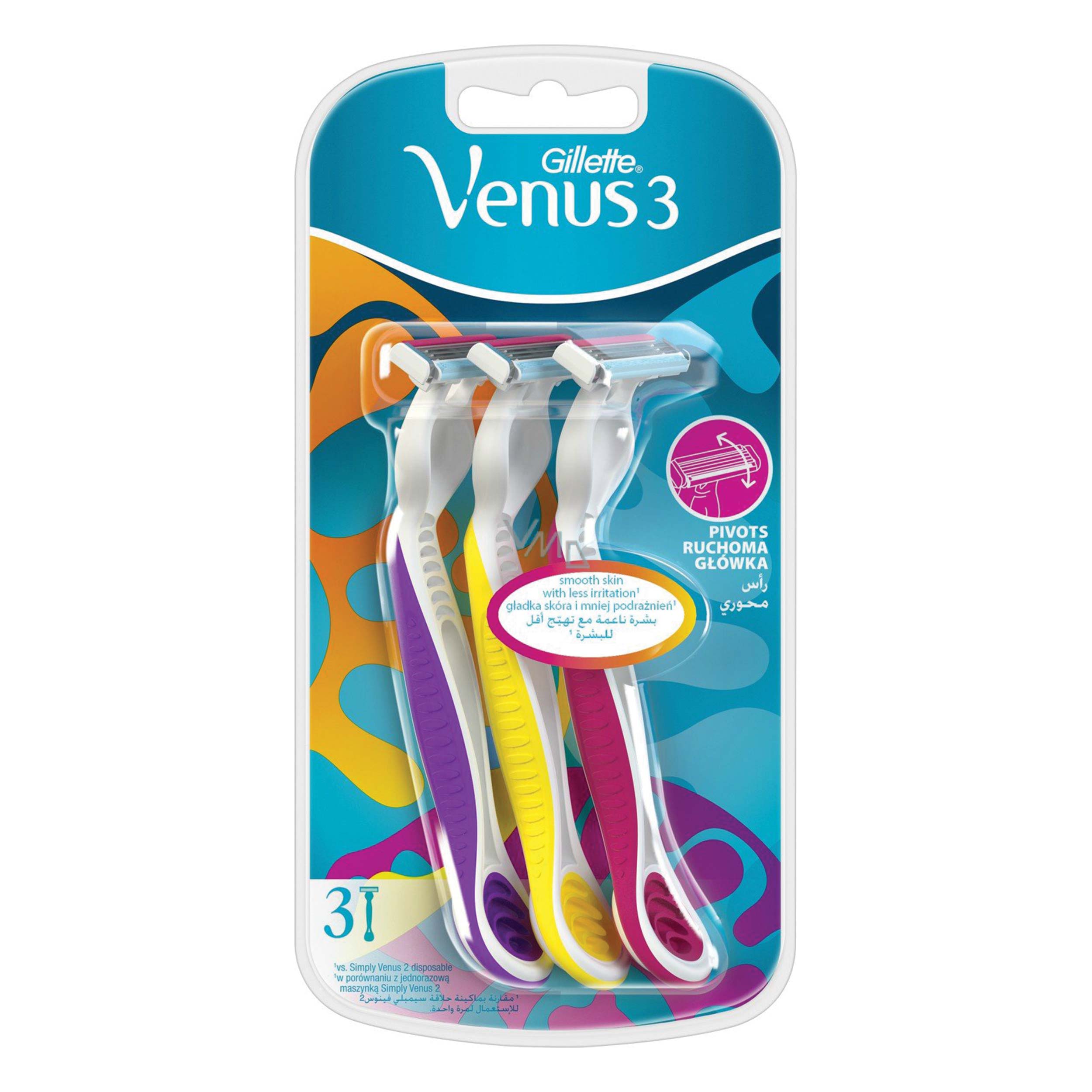 خود تراش ژیلت مدل 3 Venus بسته 3 عددی تیغ و یدک اصلاح طلایی