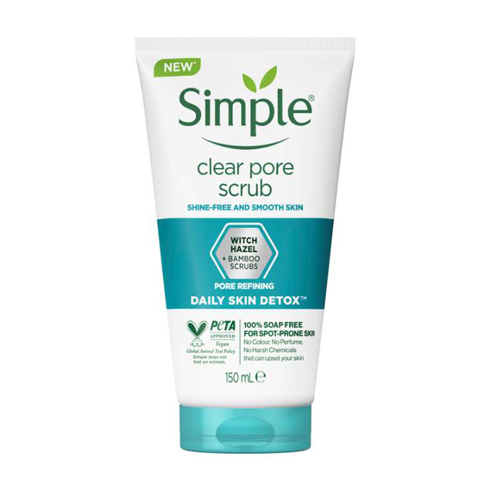 اسکراب لایه بردار پوست سیمپل مدل clear pore حجم 150 میلی لیتر کرم لایه بردار پوست طلایی