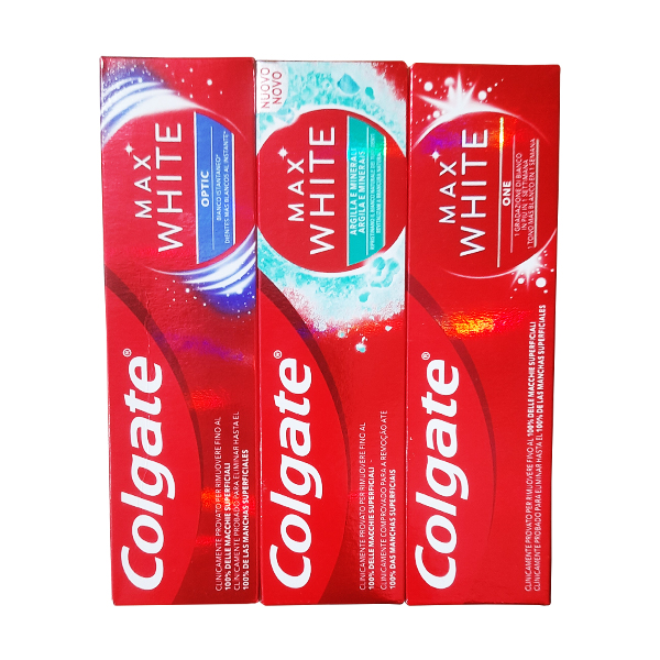 خمیر دندان کلگیت مدل MAX WHITE مجموعه 3 عددی خمیر دندان طلایی