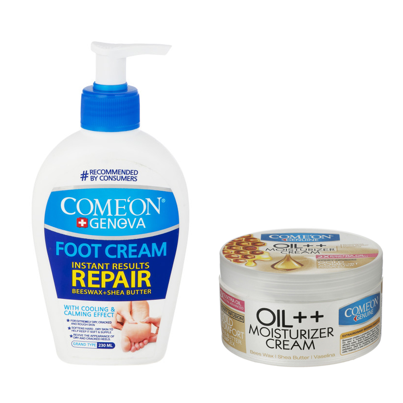 کرم رفع ترک پا کامان مدل 01 حجم 300 میلی لیتر به همراه کرم مرطوب کننده کامان مدل + Oil حجم 250 میلی لیتر کرم ترک پا طلایی