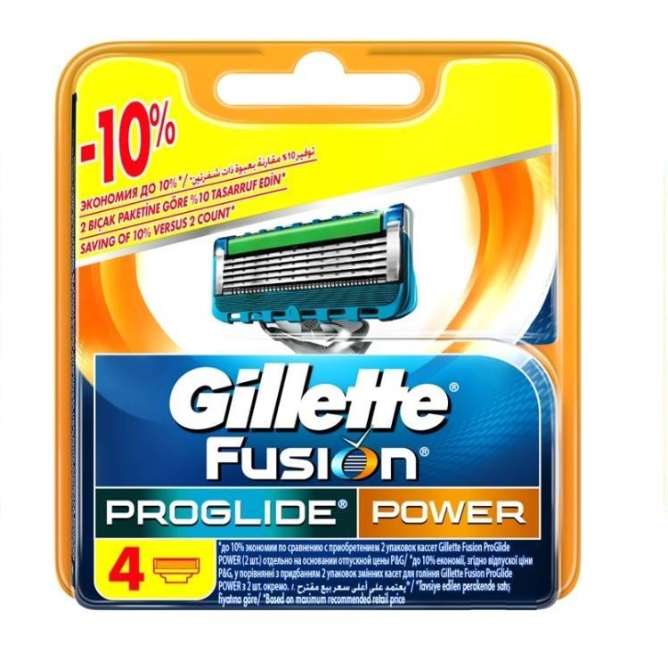 تیغ یدک ژیلت مدل Fusion PROGLIDE Power بسته 4 عددی تیغ و یدک اصلاح طلایی