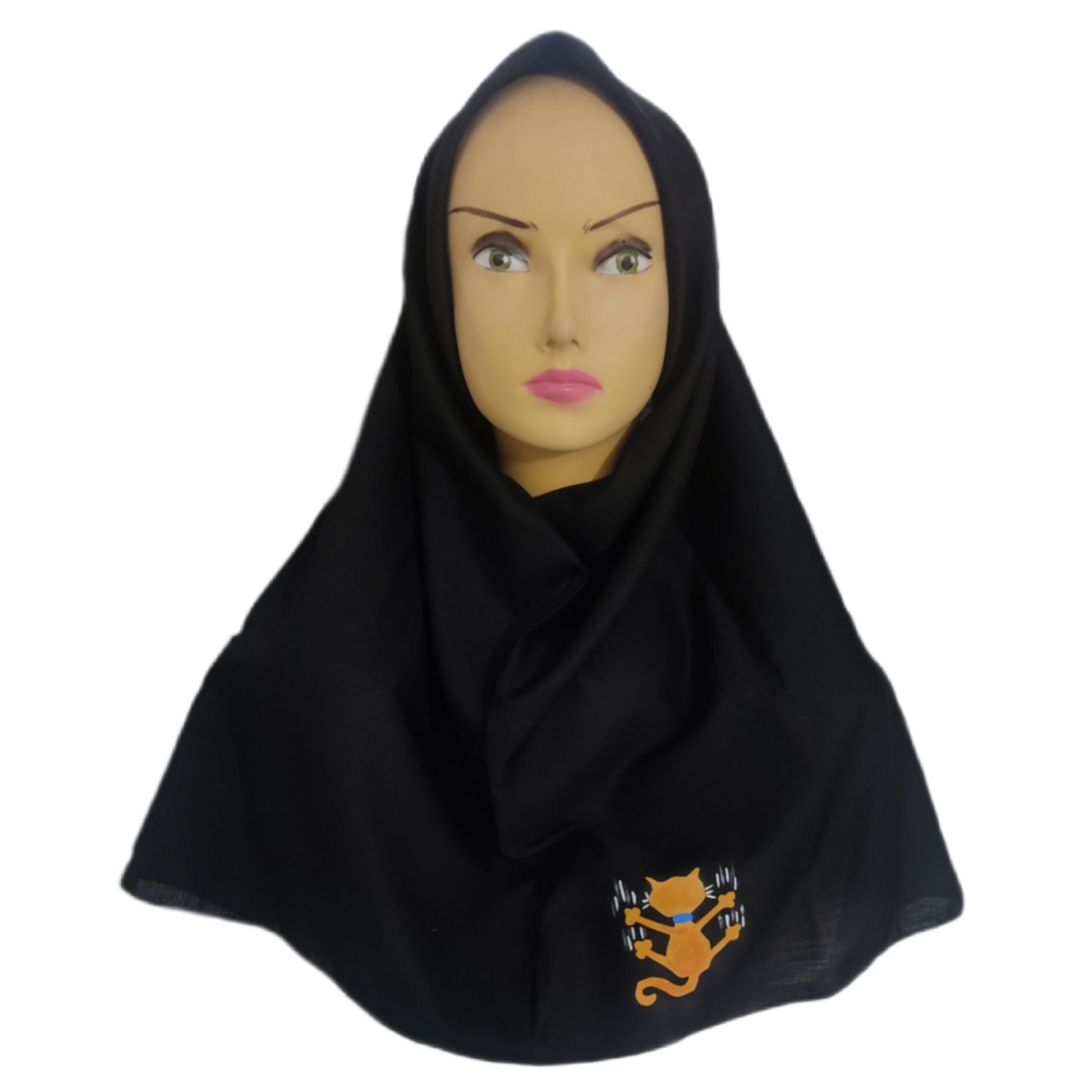مقنعه مدل گربه چنگ انداز نخی کد mj1993 مقنعه و پوشیه طلایی
