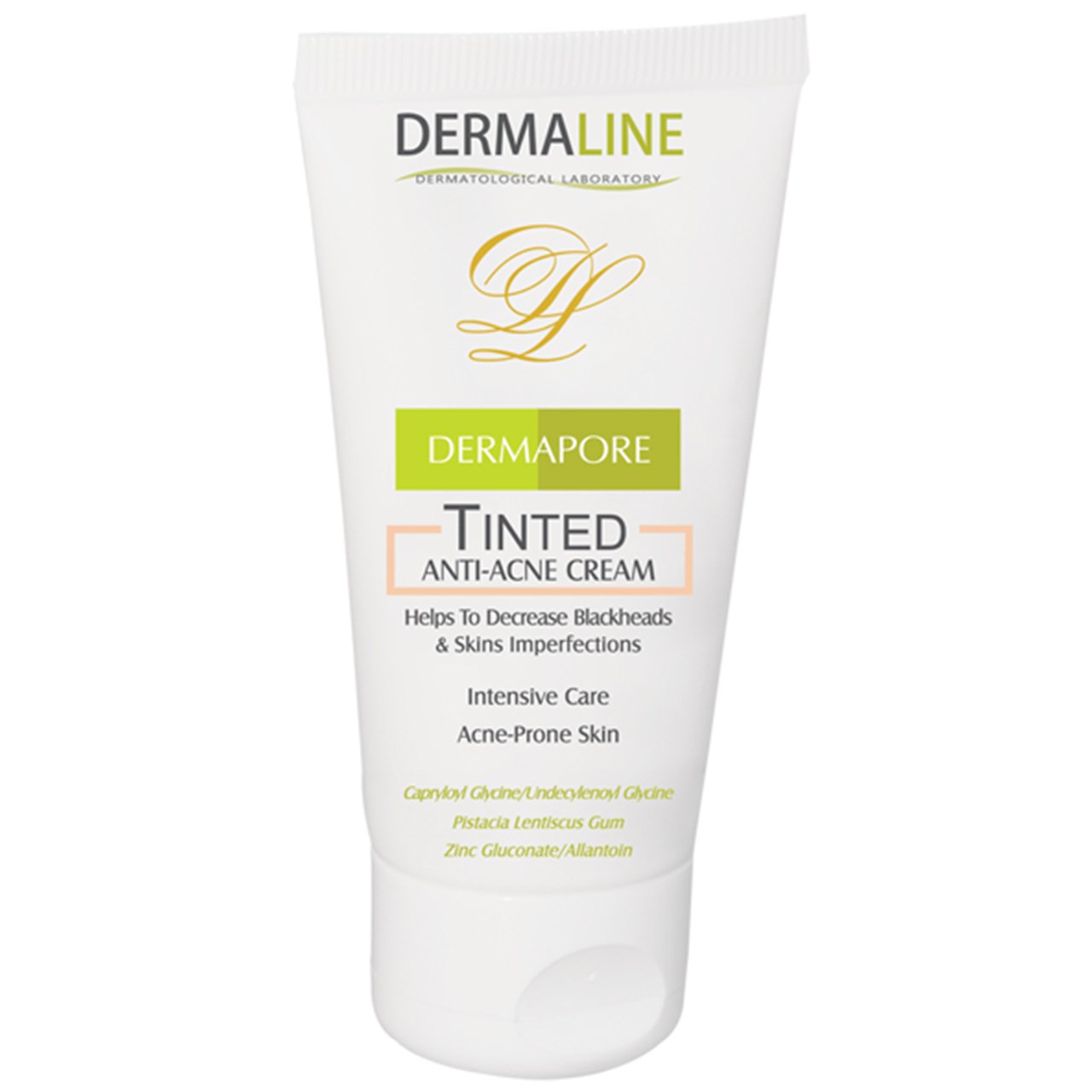 کرم ضد جوش رنگی درمالاین سری Dermapore حجم 45 میلی لیتر کرم و ژل ضد جوش طلایی