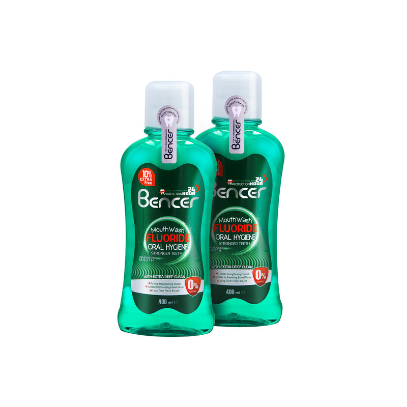 دهان شویه بنسر مدل cool mint حجم 400 میلی لیتر بسته 2 عددی دهان شویه طلایی