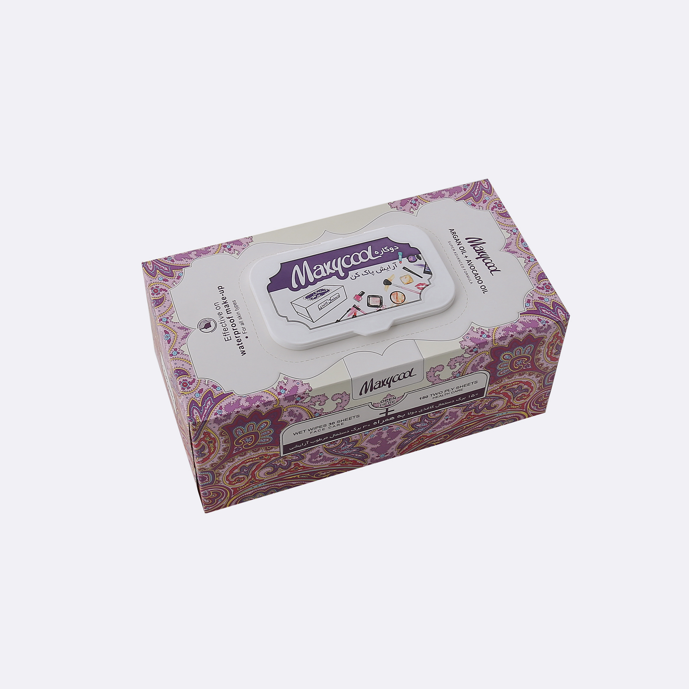 دستمال کاغذی و مرطوب کننده ماکسی کول مدل 001 بسته 180 عددی دستمال مرطوب طلایی