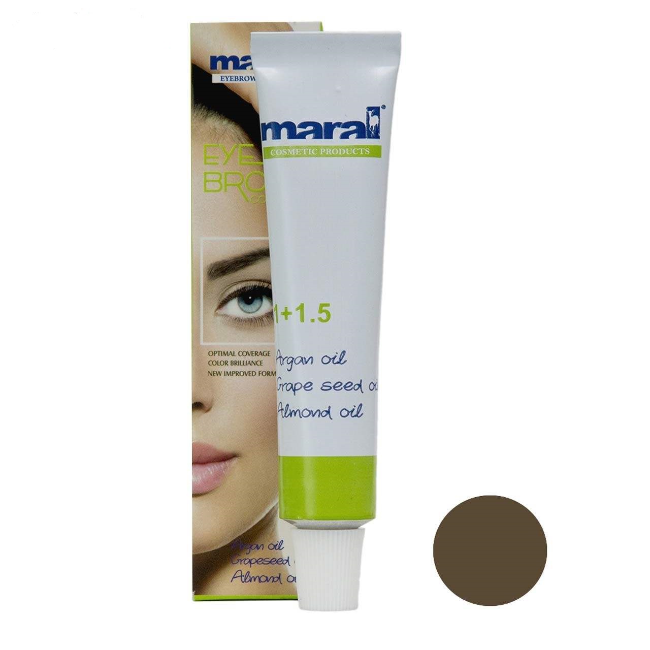 رنگ ابرو مارال شماره 5 حجم 15 میلی لیتر رنگ بلوند کاکائویی تیره رنگ ابرو طلایی
