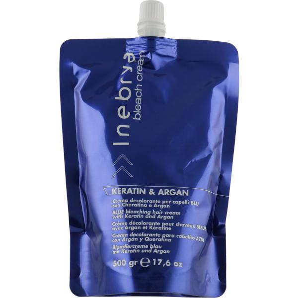 کرم بی رنگ کننده مو اینبریا مدل  KERATIN & ARGAN وزن 500 گرم بی رنگ کننده مو طلایی
