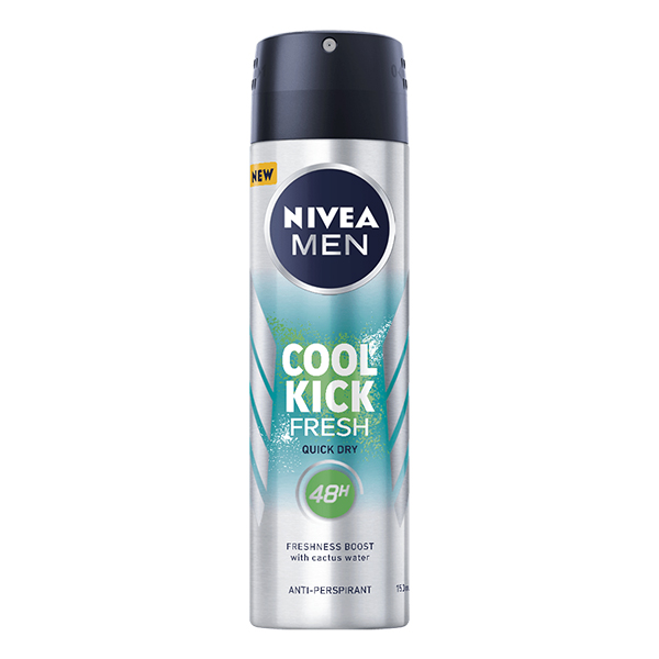 اسپری ضد تعریق مردانه نیوآ مدل Cool Kick Fresh 48h حجم 150 میلی لیتر اسپری ضد تعریق طلایی