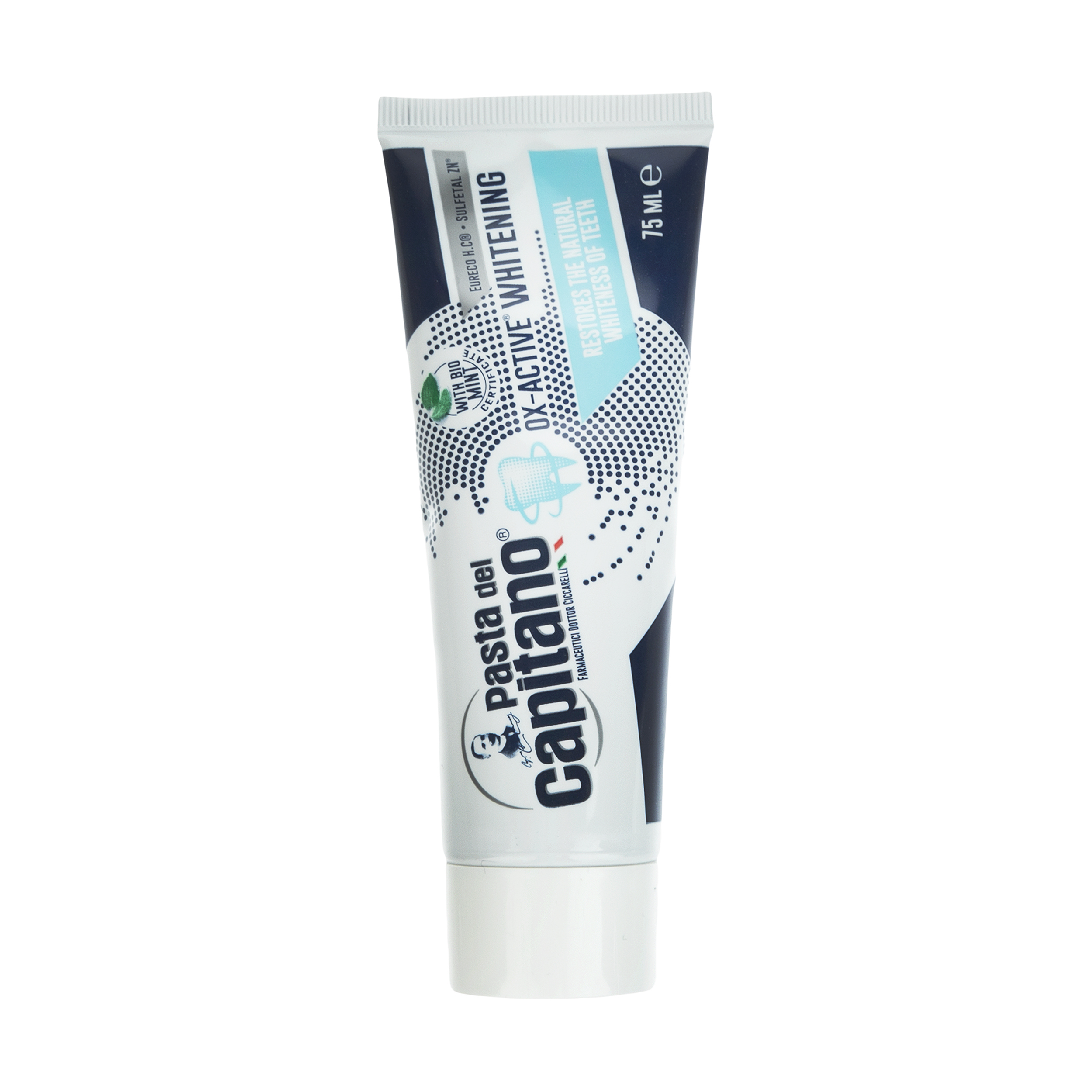 خمیردندان سفید کننده پاستا دل کاپیتانو مدل OX-active Whitening حجم 75 میلی لیتر خمیر دندان طلایی