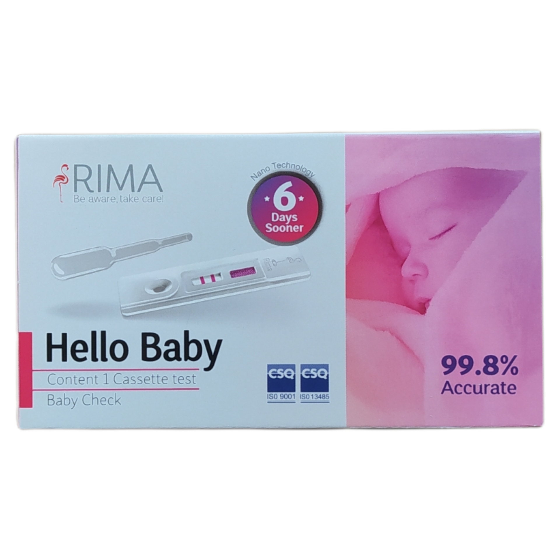 تست بارداری ریما مدل Cassette Hello Baby تست خانگی طلایی