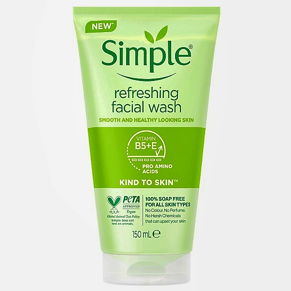 ژل شستشو صورت سیمپل مدل kind to skin حجم 150 میلی لیتر پاک کننده آرایش صورت طلایی