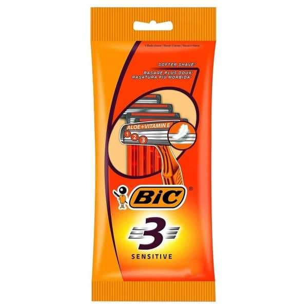 خودتراش بیک مدل sensitive بسته 3 عددی تیغ و یدک اصلاح طلایی