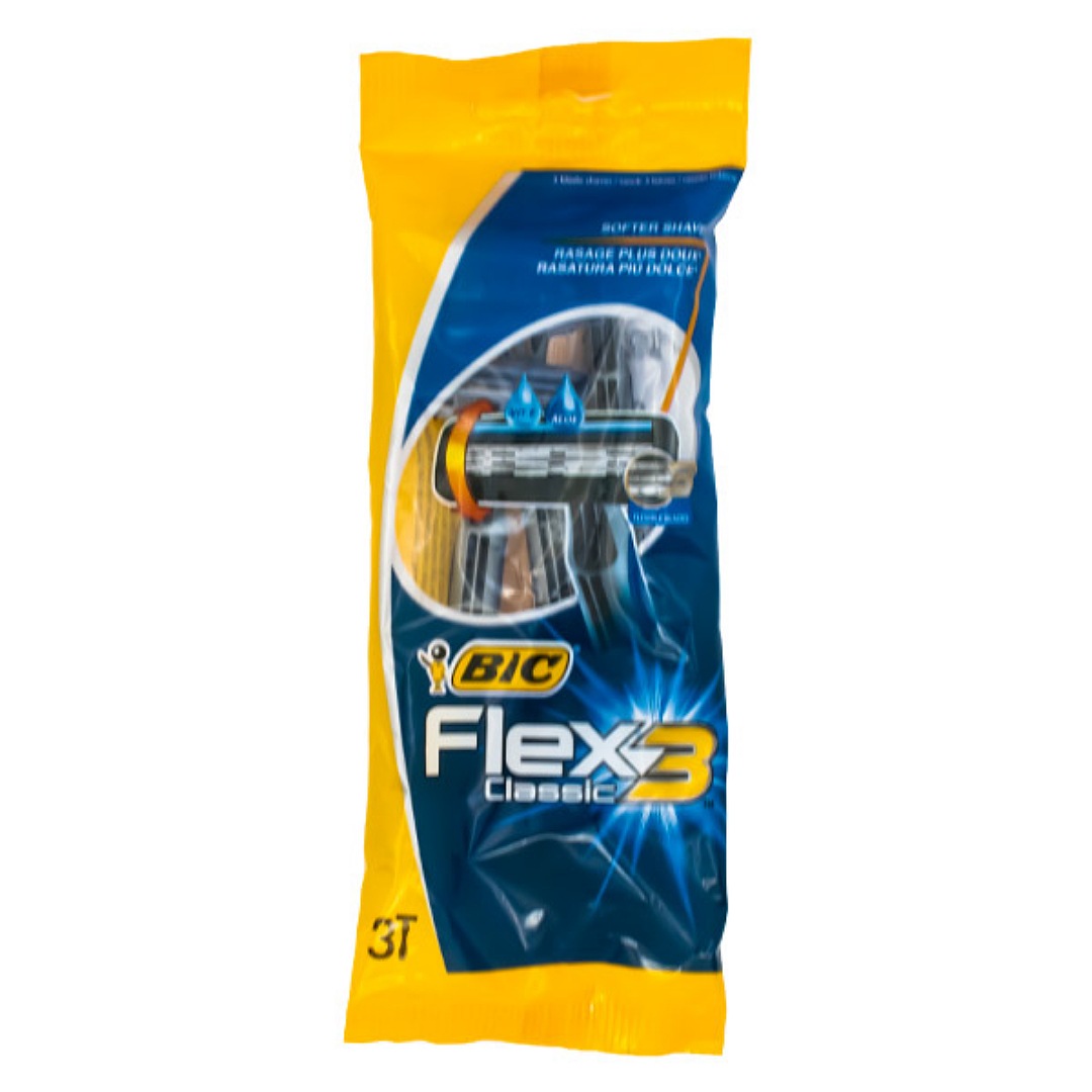 خودتراش بیک مدل Flex 3 بسته 3 عددی تیغ و یدک اصلاح طلایی