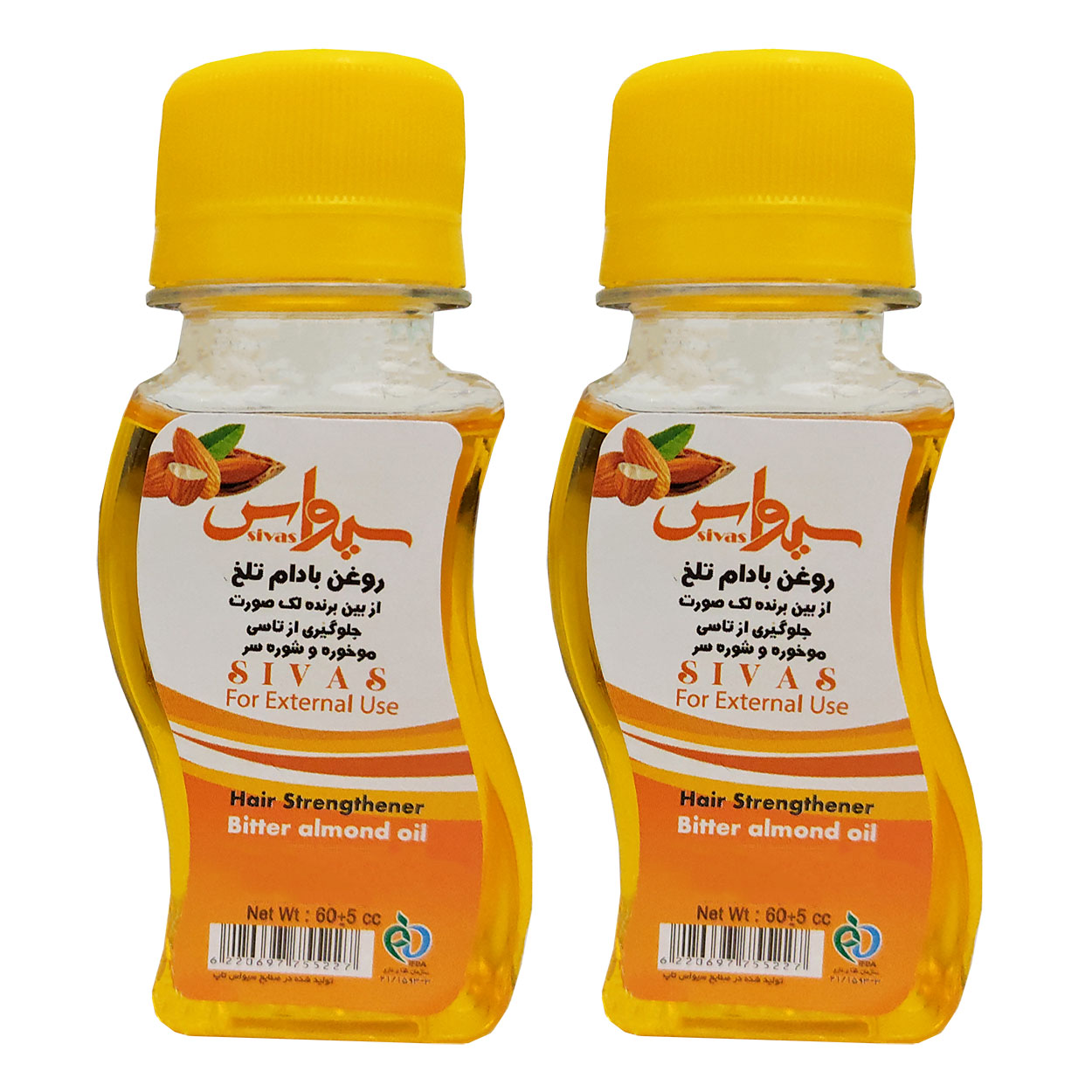 روغن بادام تلخ سیواس کد 01 حجم 60 میلی لیتر بسته 2 عددی لوسیون و روغن بدن طلایی